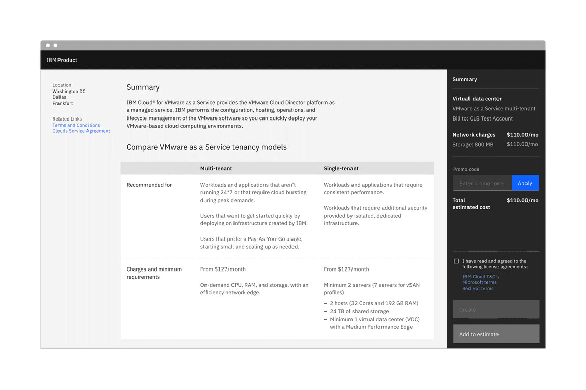 Example of default structured list in a UI